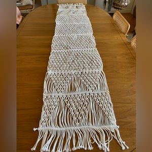 White Macrame Table Runner